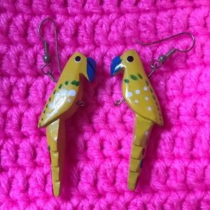 Parrot earrings and matching necklace